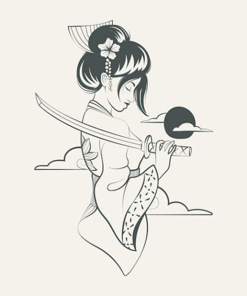 ilustracion tatuaje geisha estilo asiatico 23 2150931808